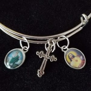 Biblical Art Charm Silver Slide Bracelet